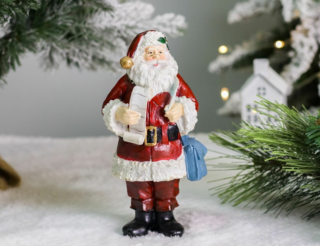 Декоративная фигура санта С сюрпризом: список счастья полистоун 20 см Due Esse Christmas XNA16003431-2