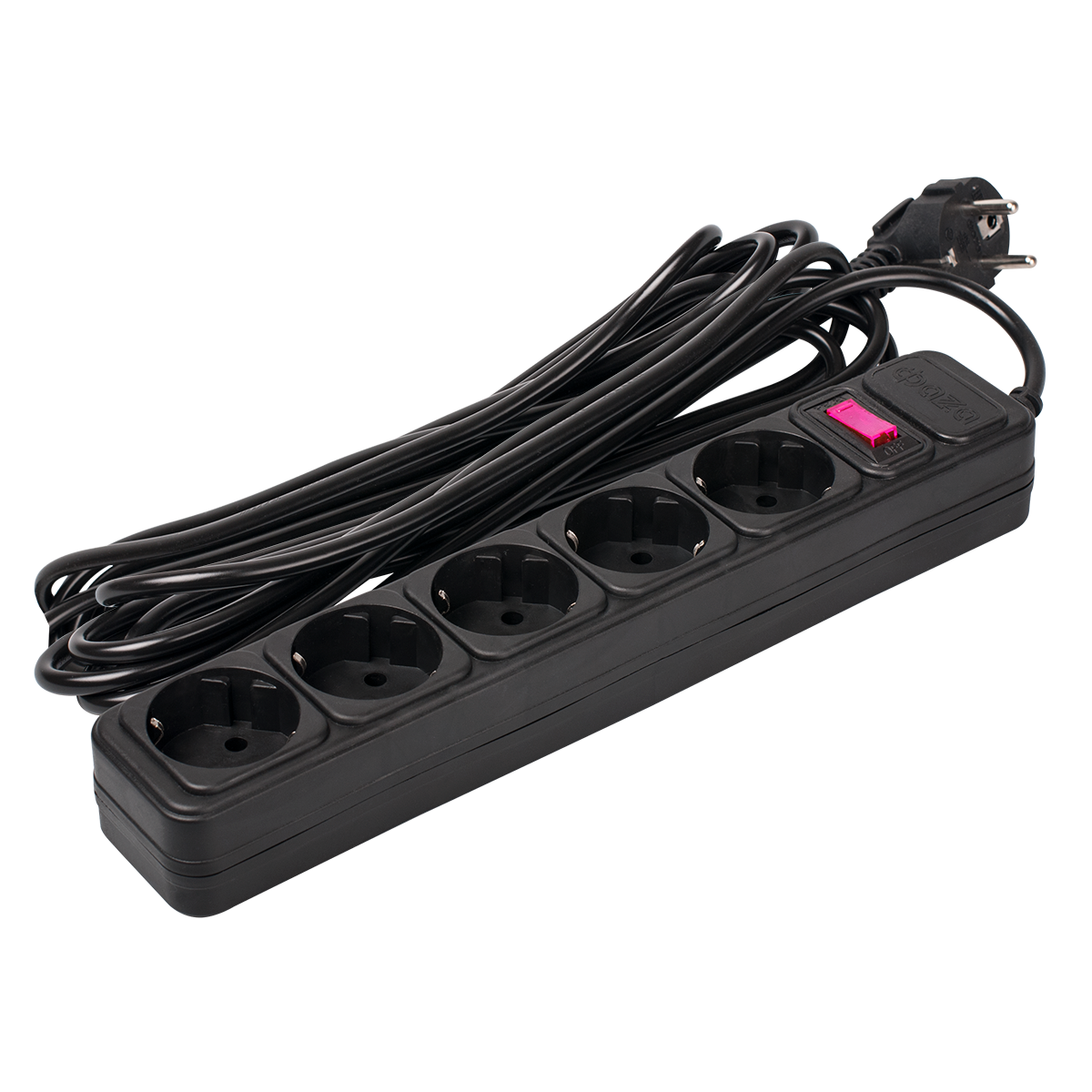 Удлинитель электрический сетевой с заземлением 5 метров Фаza FOP-05GS-500 5 розеток