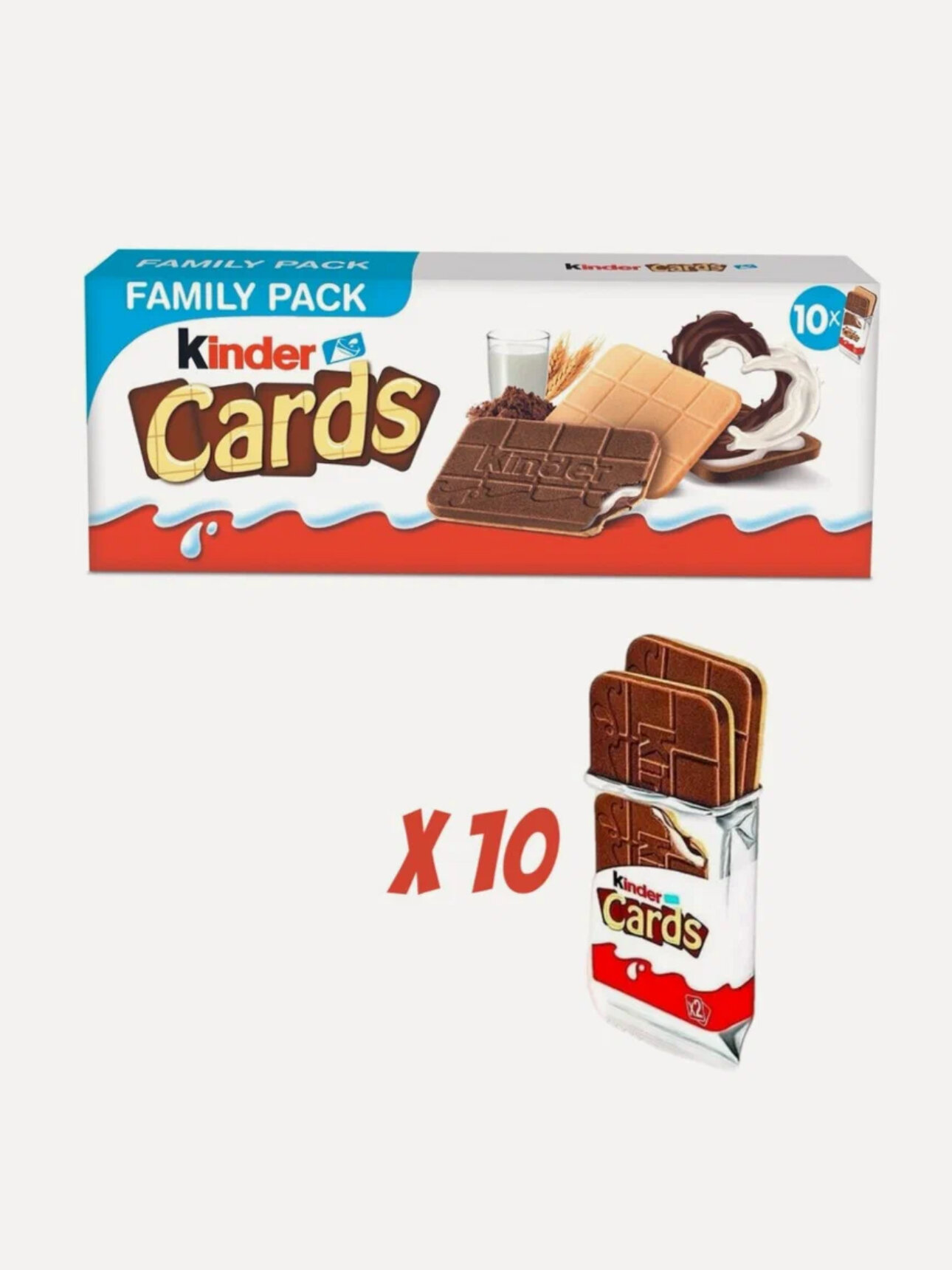 Печенье Kinder Cards шоколадно - молочное, 256 г. (Германия)
