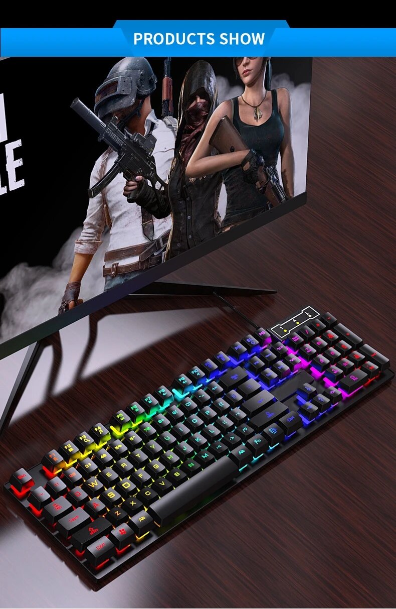 Игровой набор клавиатура + мышь Gold Level Gaming, USB, подсветка, чёрные