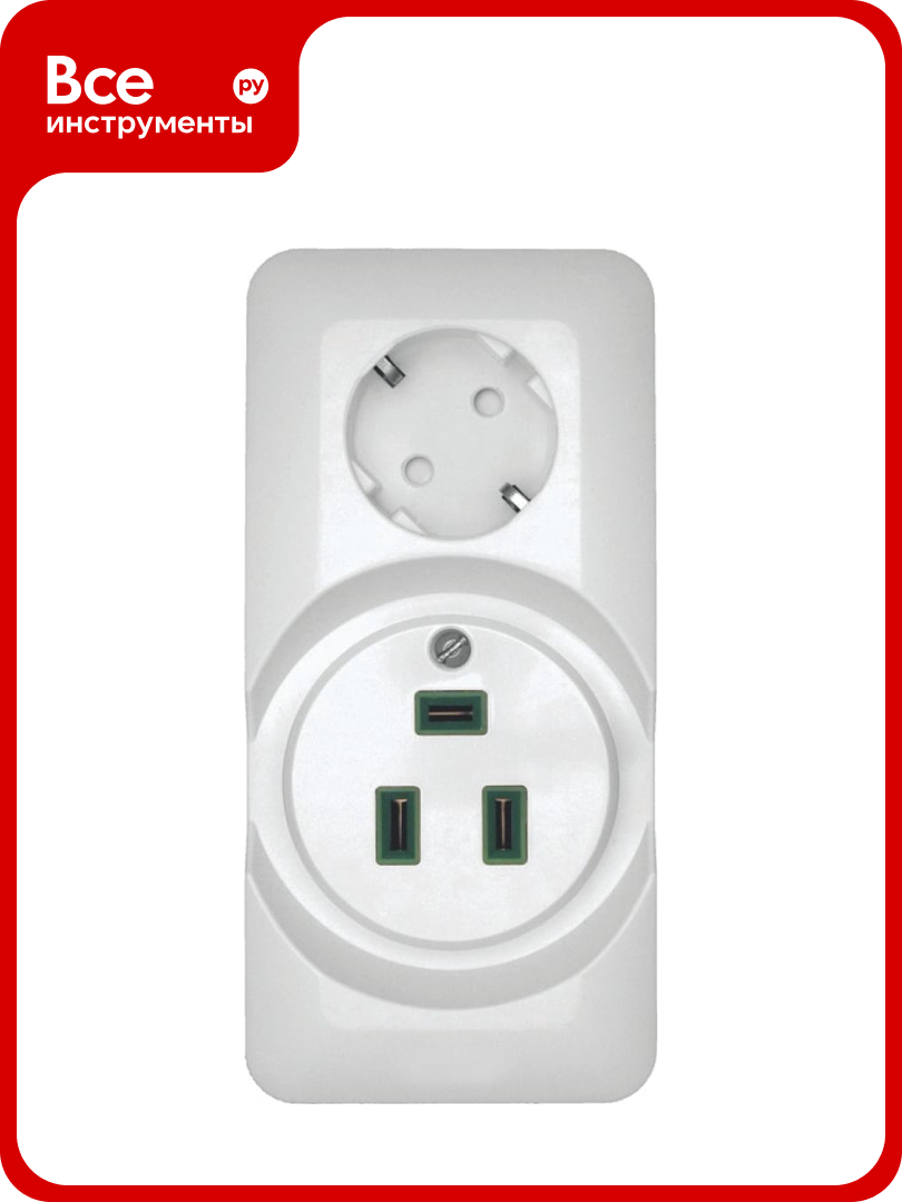 Розетка для электроплиты Systeme Electric прима 32А+силовая 16А 250В белый RA32-211R-B