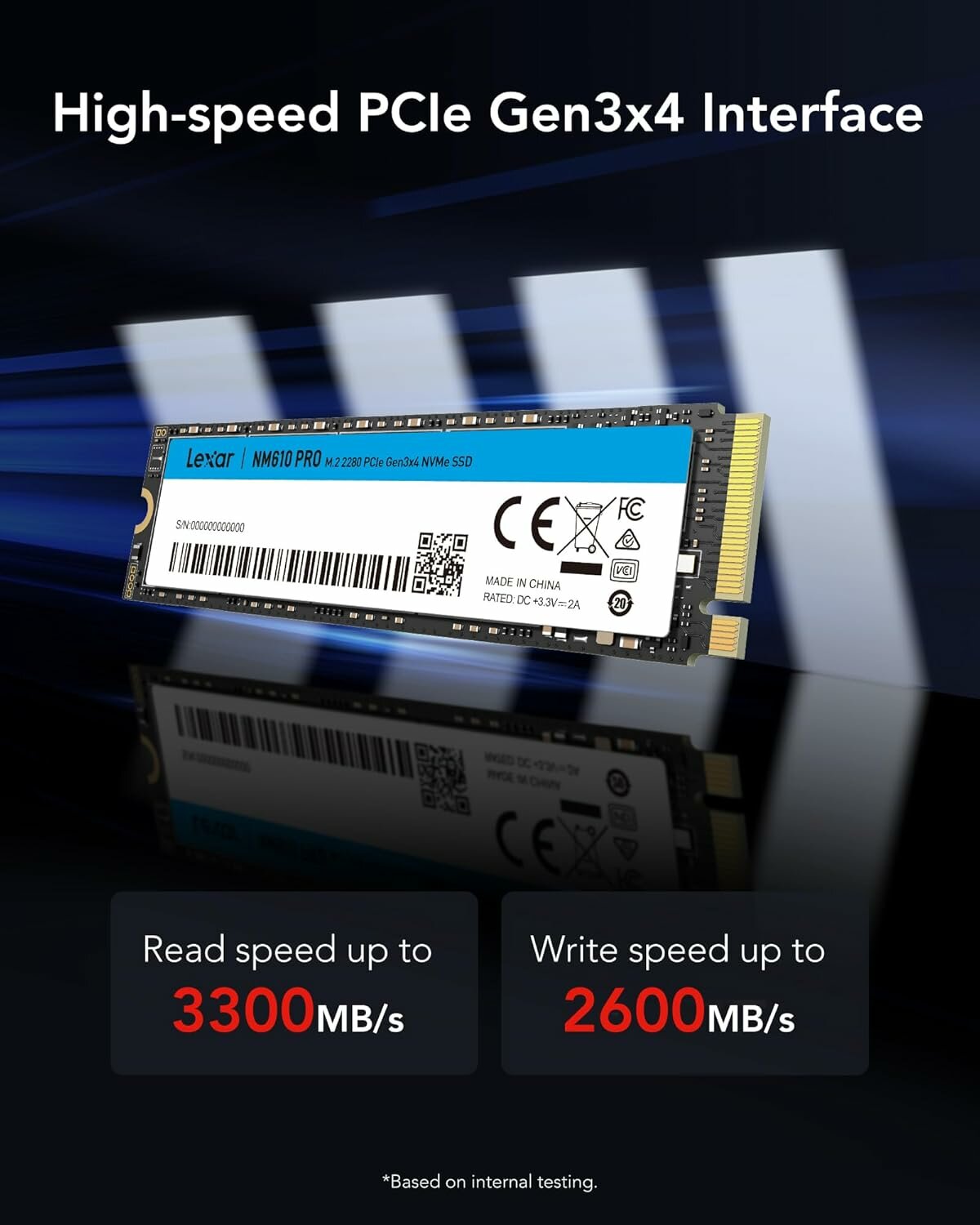 SSD накопитель Lexar "NM610 Pro", до 3300 Мб/с, 1 ТБ, M.2, NVMe