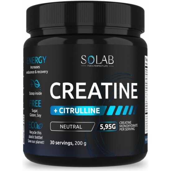 Креатин Solab моногидрат + L-цитруллин Нейтральный 30 порций 200 г