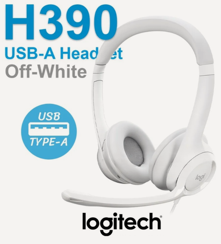 Изображение товара Проводная гарнитура Logitech H390 Off-White/Белый, Stereo, микрофон с шумоподавлением, стильный дизайн