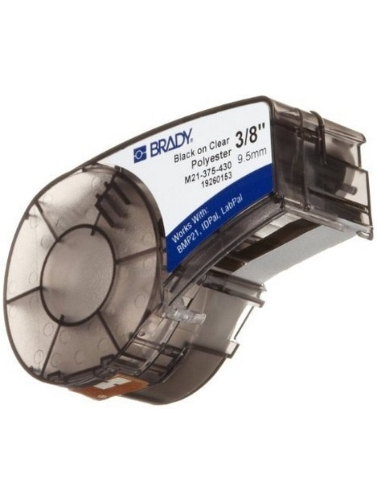 M21-375-430 лента Brady 9.53 мм/6.4 м, полиэстер, черный на прозрачном