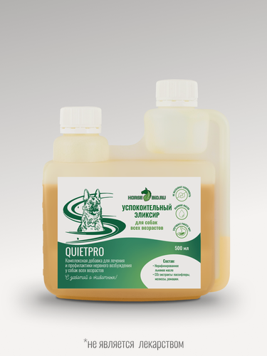 Изображение товара Эликсир успокоительный Horse-Bio QuietPro на основе льняного масла для собак крупных пород, 500 мл