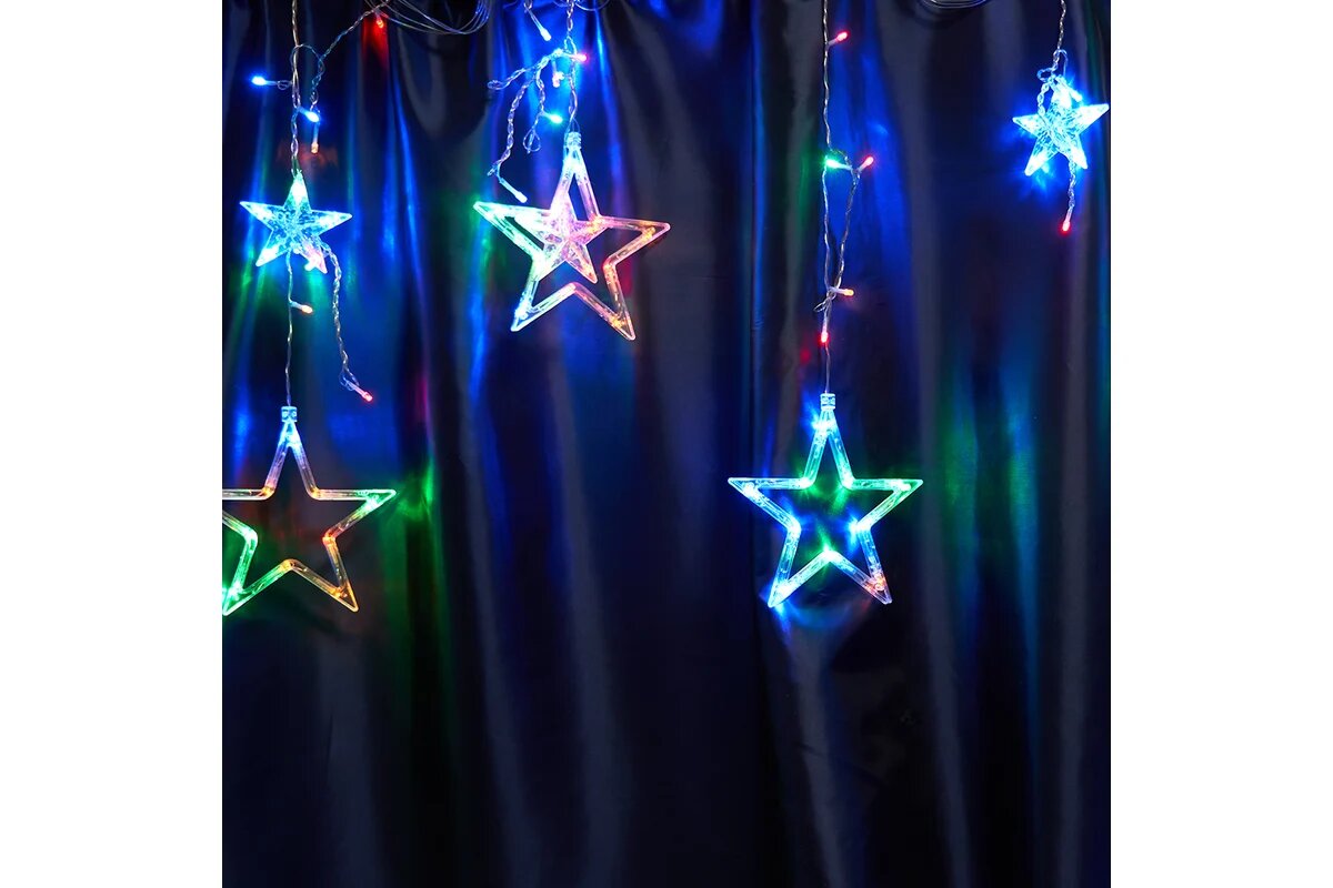 Feron Светодиодная гирлянда cl29 бахрома звезды 3x1м + 3м 230v мультиколор статичная c питанием от .