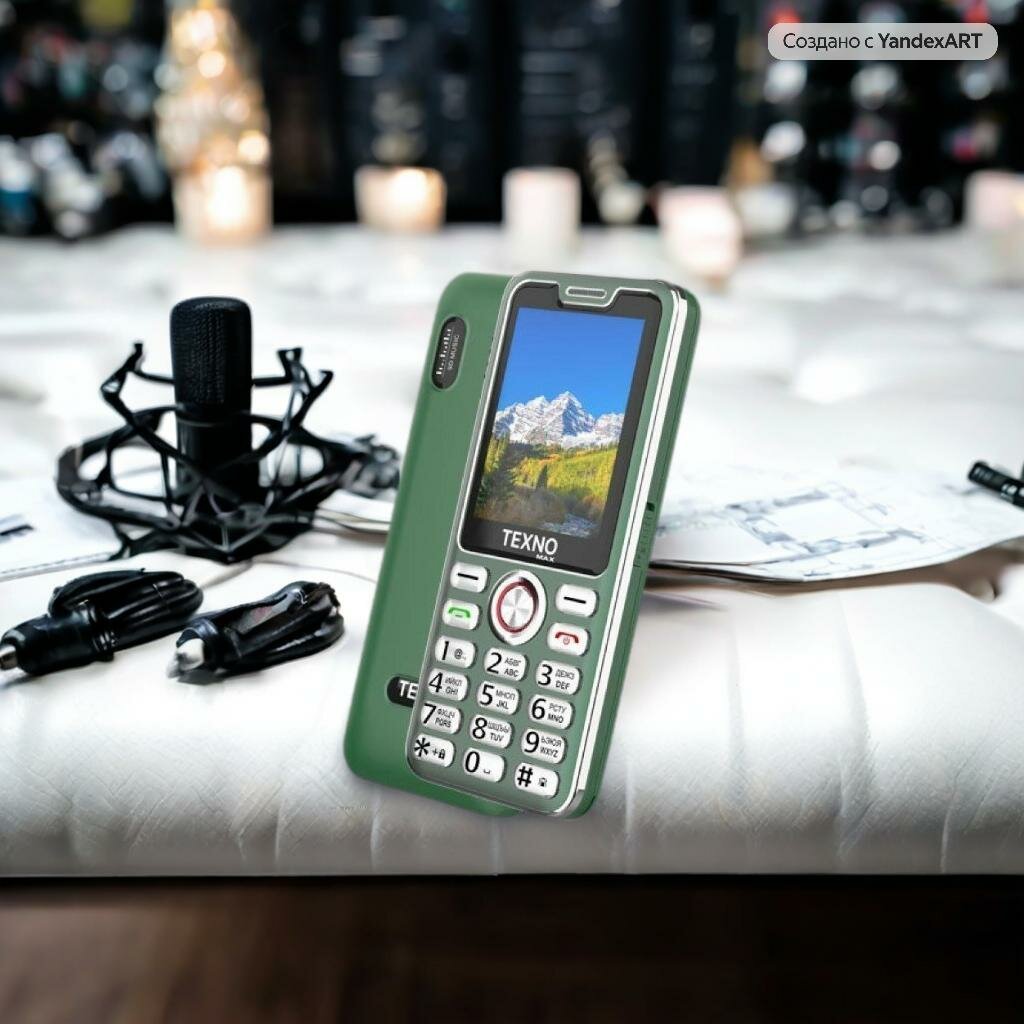 Texno Max 025 кнопочный телефон, два сим, фонарик, FM радио, зеленый — фото 1