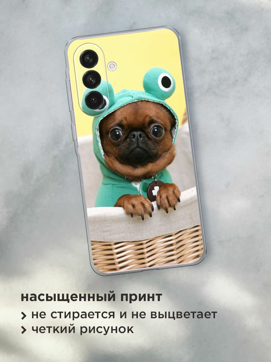 Чехол на Samsung Galaxy A56 5G / Самсунг Галакси А56 5G с принтом "Собачка в шапке лягушки" — фото 1