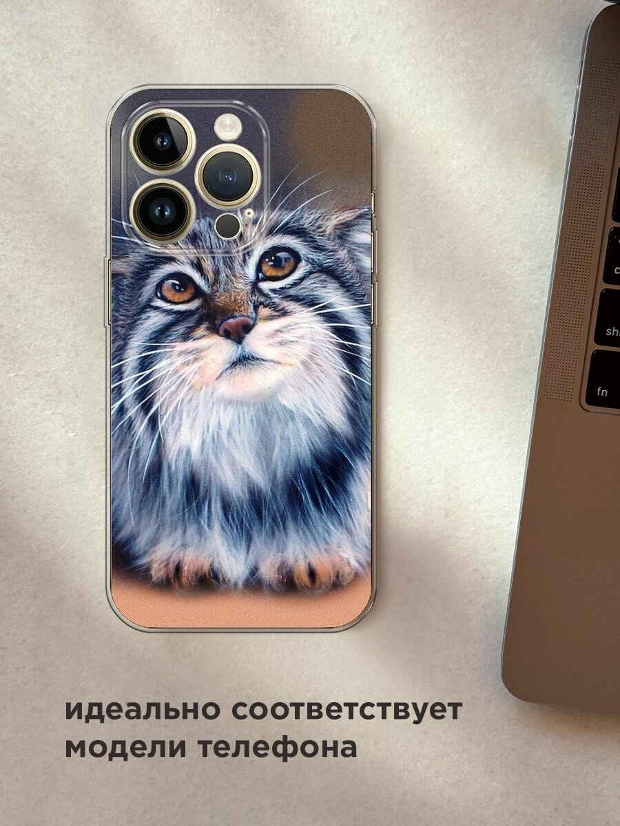Чехол на Apple iPhone 14 Pro Max / Айфон 14 Про Макс с принтом "Кот манул 2" — фото 1