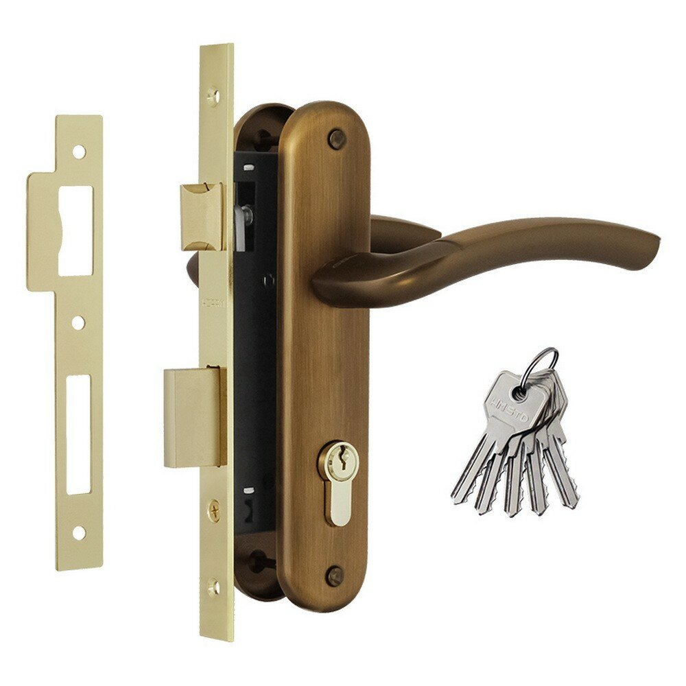 Замок врезной N23-70 Л матовый кофе