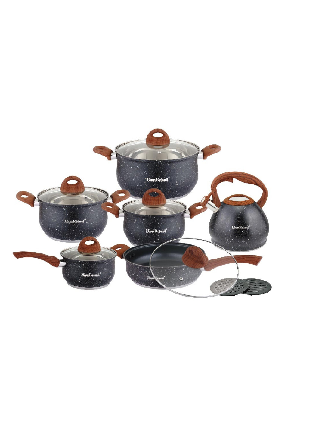 Набор кухонной посуды Haus Roland из нержавеющей стали, 8 предметов - Черный
