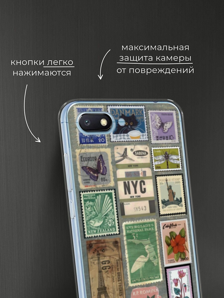 Чехол на Xiaomi Redmi 6A / Сяоми Редми 6А с принтом Коллаж из марок — фото 1