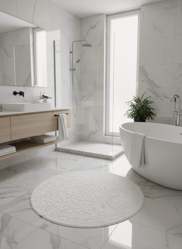 Изображение товара Коврик Natali's Carpets, для ванной и туалета, белый, 80x80 см, Турция