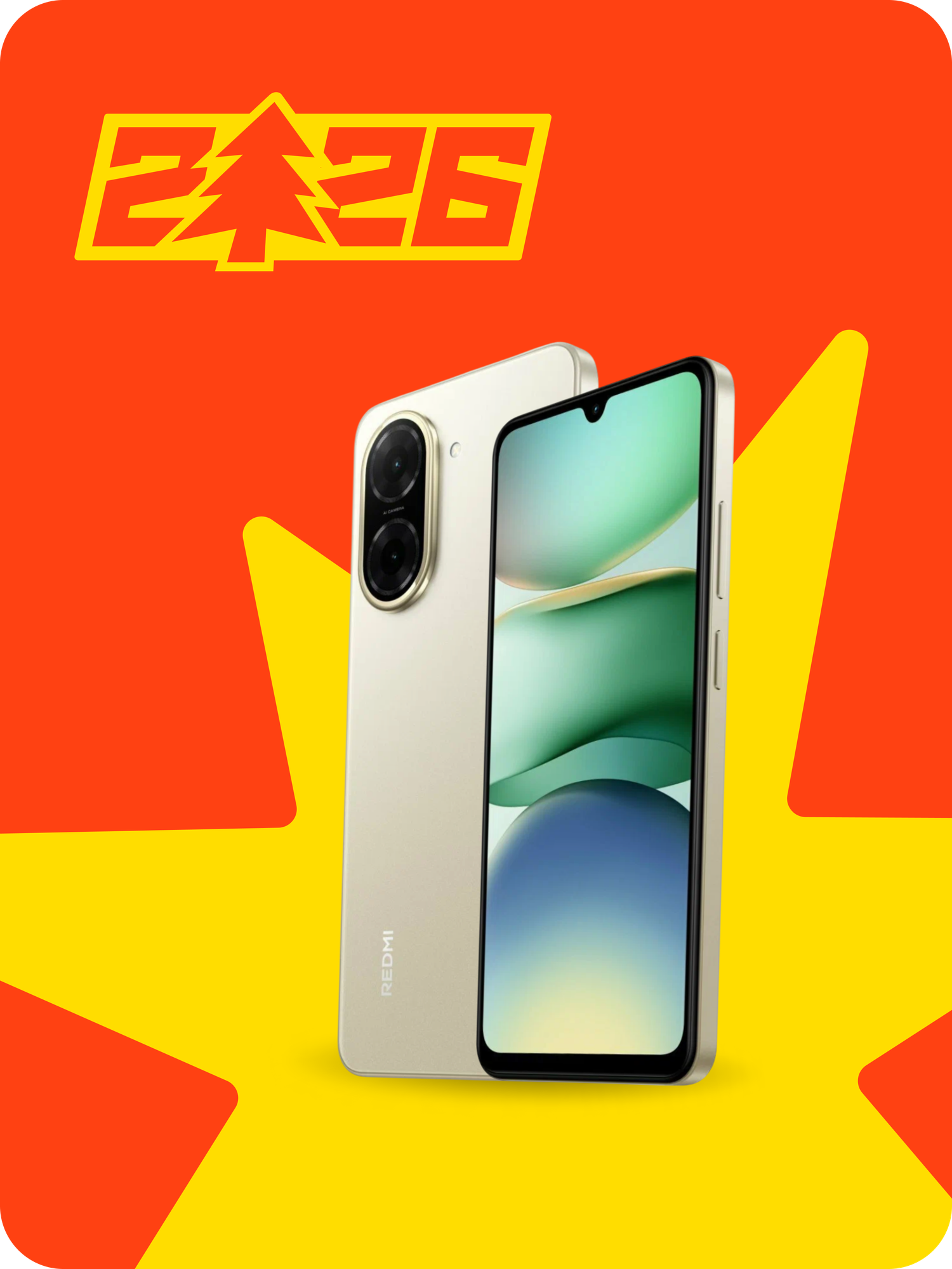 Смартфон Xiaomi Redmi A5, 6.88 IPS дисплей, 32 Мп камера, батарея 5200 мАч, 3/64GB, Sandy Gold