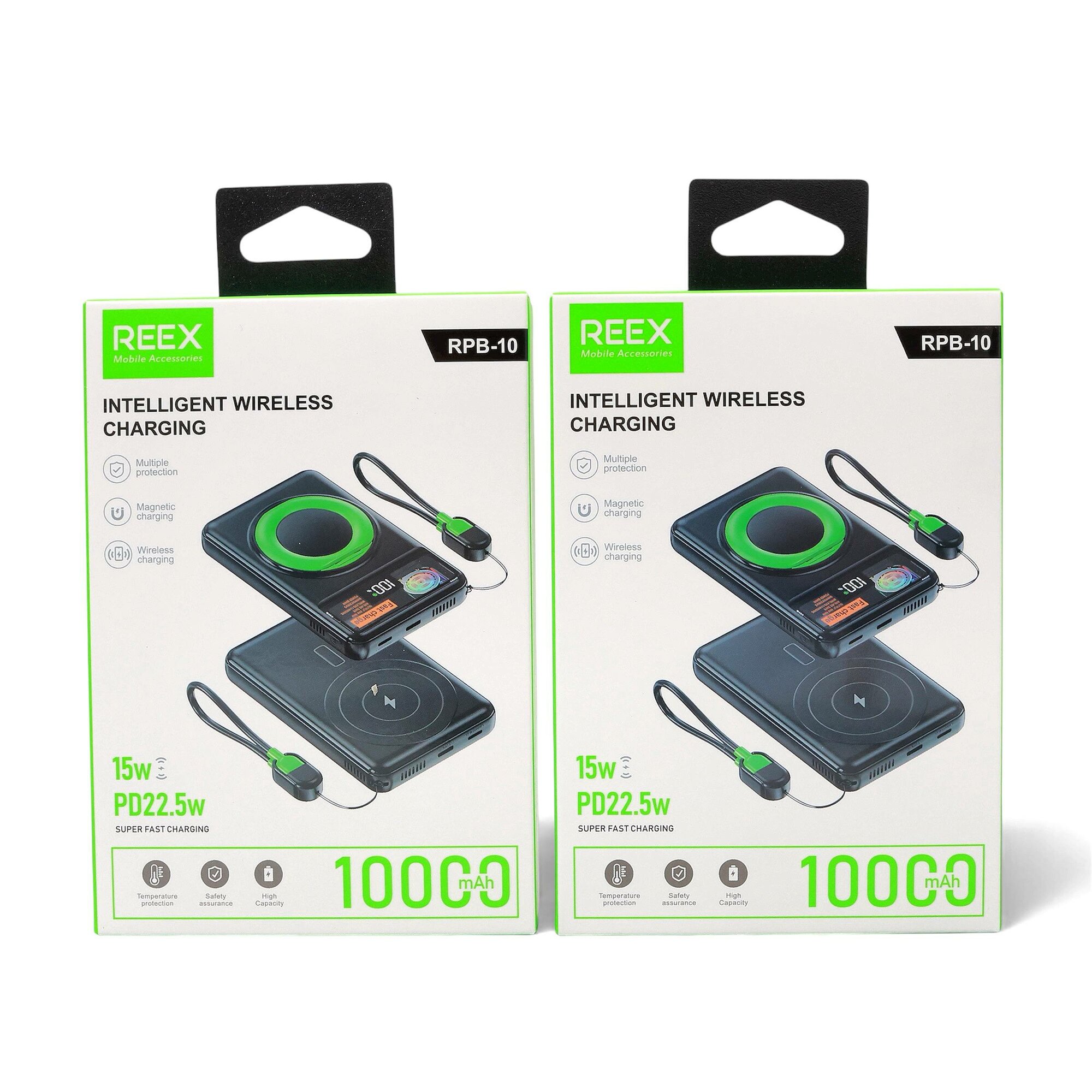 Беспроводной внешний аккумулятор REEX RPB-10 10000 мА·ч – магнитный, 15 Вт, быстрая зарядка, портативный аккумулятор