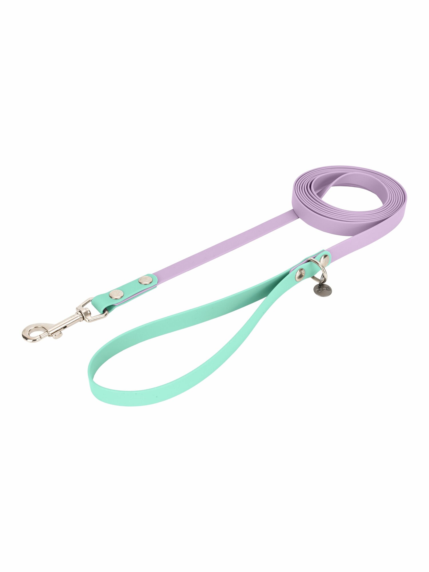 Поводок для собак, с карабином, лента 15 мм, биотан, ZooOne, длина 3 м, Сиреневый + Бирюзовый, 73-1692