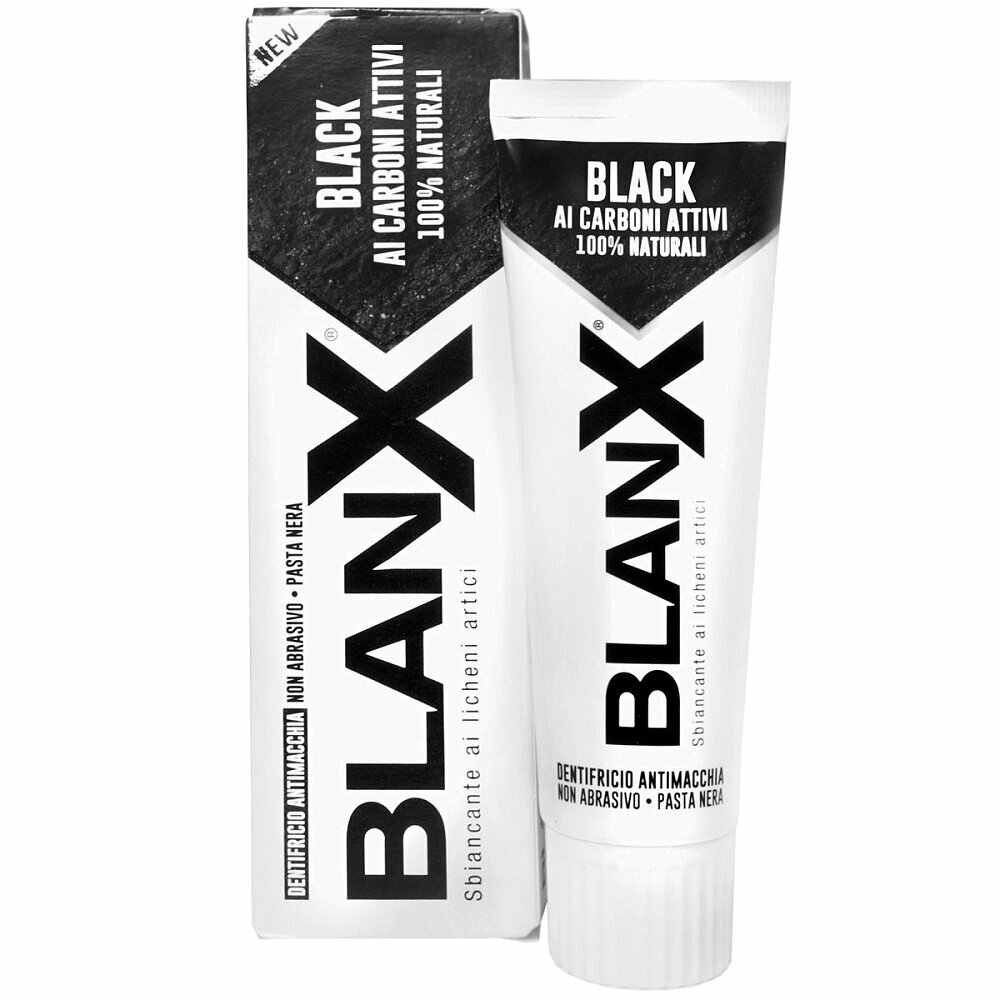 Отбеливающая неабразивная зубная паста Blanx Black с древесным углём, 75 мл