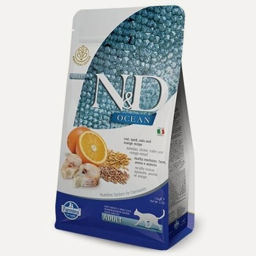 Изображение товара Корм сухой Farmina N&D Ocean треска, спельта, овес и апельсин для взрослых кошек 5 кг