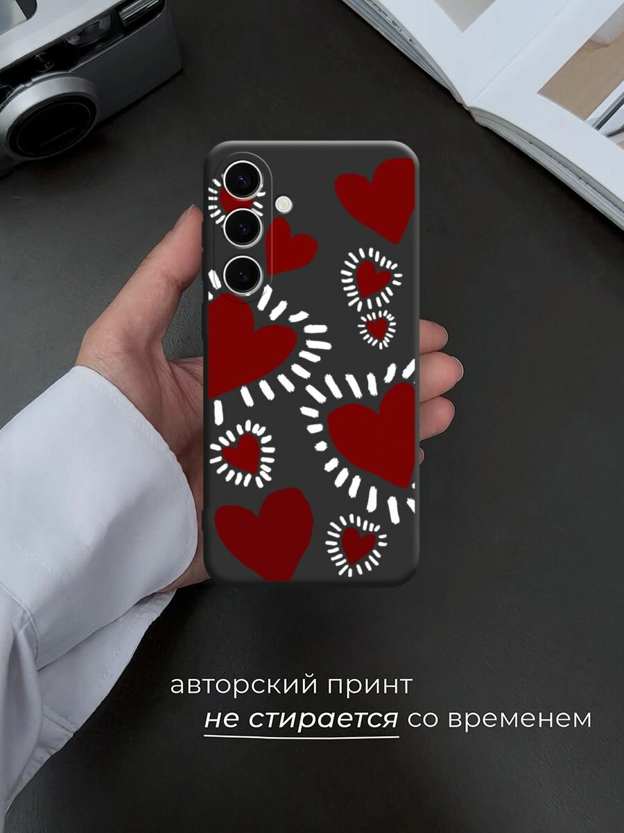 Чехол на Samsung Galaxy S25 FE / Самсунг S25 Фе c принтом Бордовые сердца 2 — фото 1