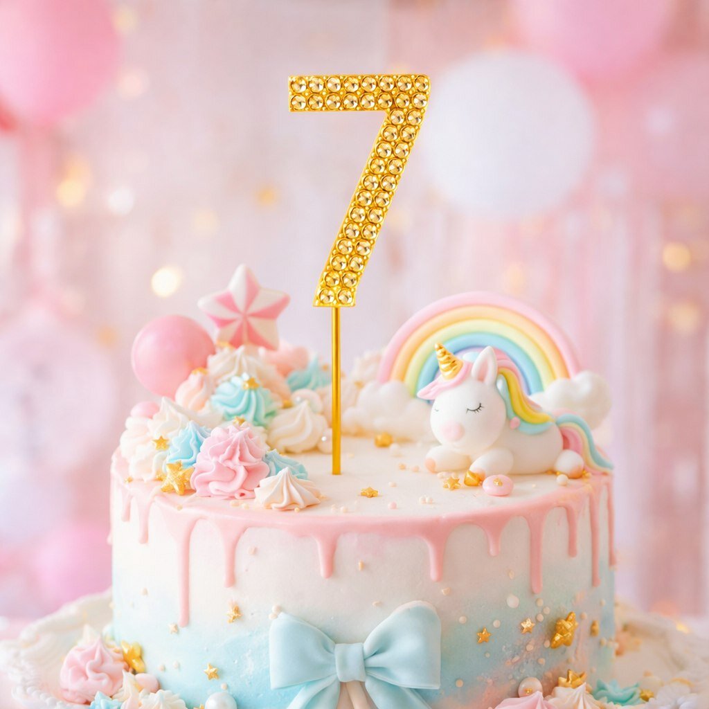 Топпер 7 металлический золотистый со стразами