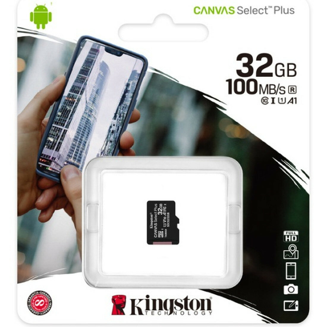Карта памяти Kingston micro SDHC 32Gb Canvas Select Plus UHS-I U1 A1 (100/10 Mb/s)