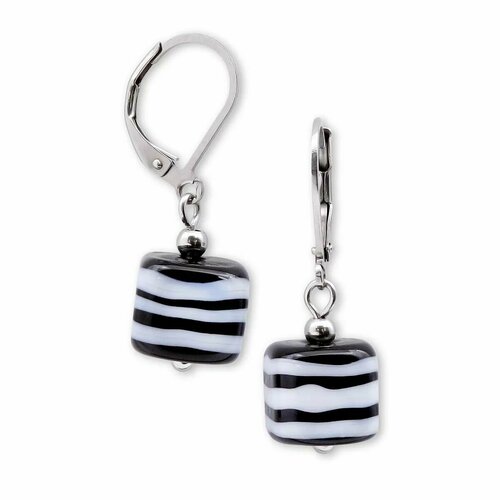 Серьги Vloes, муранское стекло, стекло, черный, белый