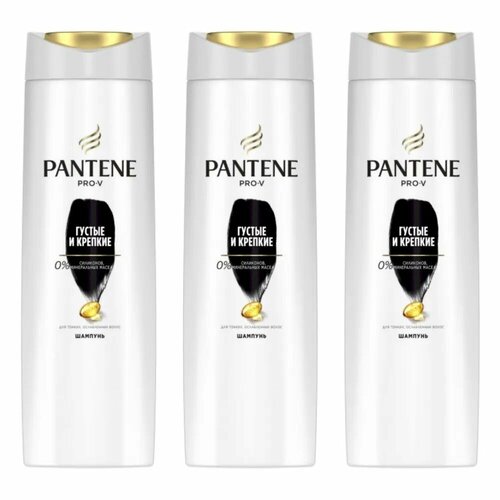 Шампунь для волос Pantene Pro-V Густые и крепкие, 400 мл, 3 шт. комплект 2 шт шампунь 400 мл pantene пантин густые и крепкие для тонких и ослабленных волос pt 81471253