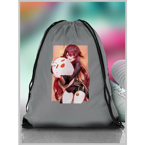 Мешок для сменной обуви ДТФ серый Игра Genshin Impact Геншин импакт Цветы Ху Тао Албедо Лиза Сян Лин Нилоу PC PS PS 4 Xbox - 3687 690₽