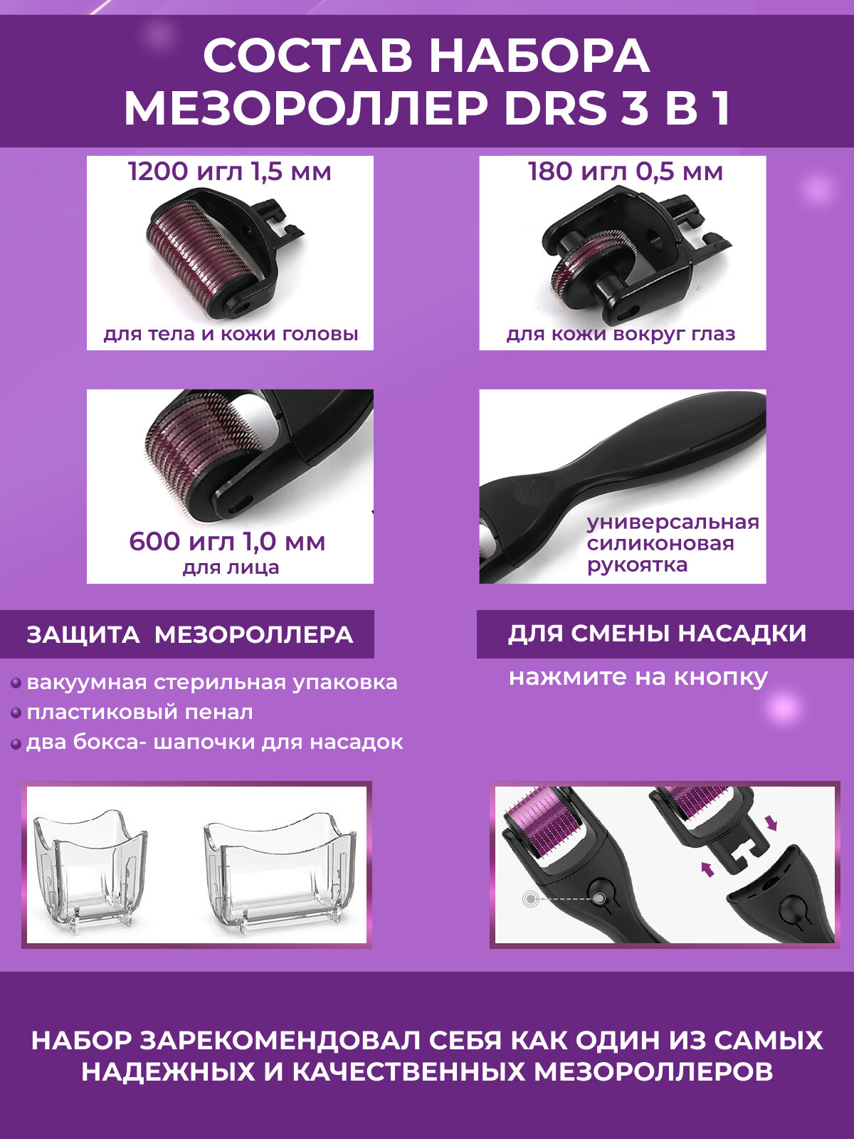 DRS Набор мезороллер 3 в 1, для век, для лица, для тела — фото 1