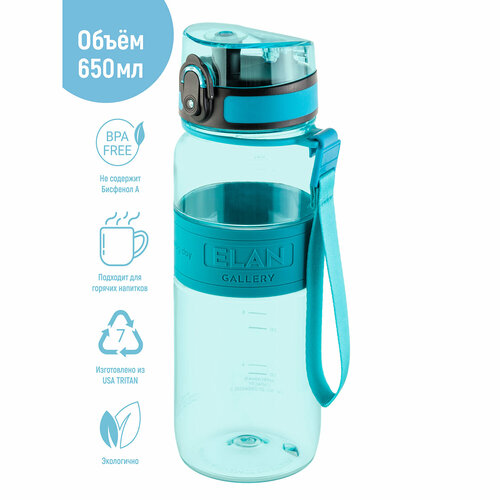 Бутылка для воды спортивная 650 мл 7,6х7,6х22,5 см Elan Gallery Water Balance бирюза