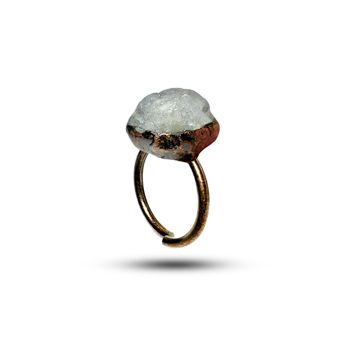 Кольцо LUMINORA, аквамарин, безразмерное, Голубой/бронза