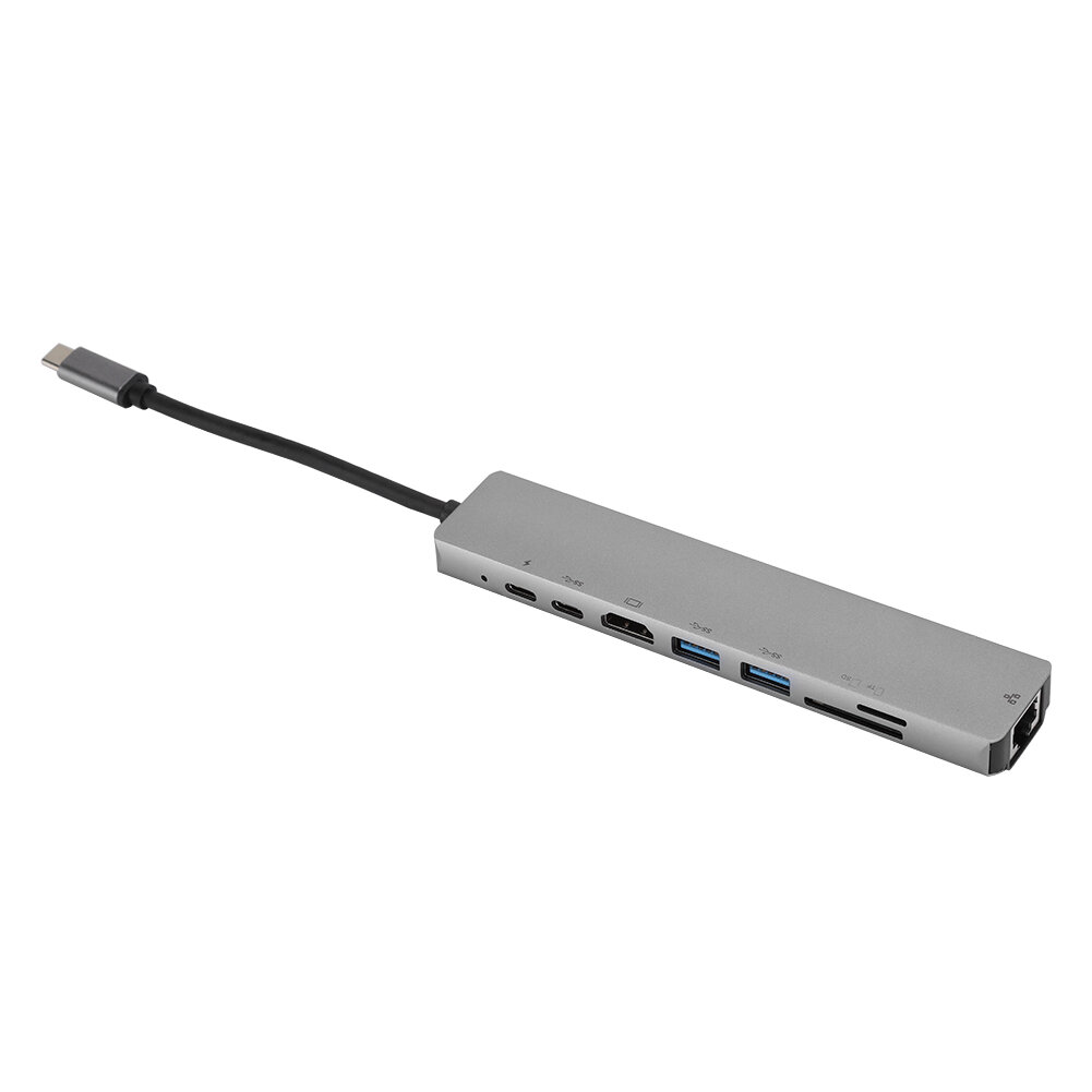 Многофункциональный адаптер 8 в 1 USB C к Type C с 3 USB 3.0, HDMI, RJ45 Ethernet, TF и OTG для ноутбуков и смартфонов
