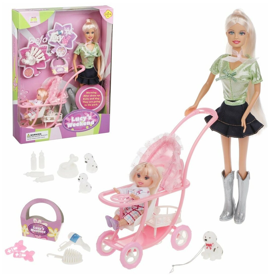 Игровой набор "Маленькая мама" 2 куклы, 17 предметов DEFA LUCY 20958