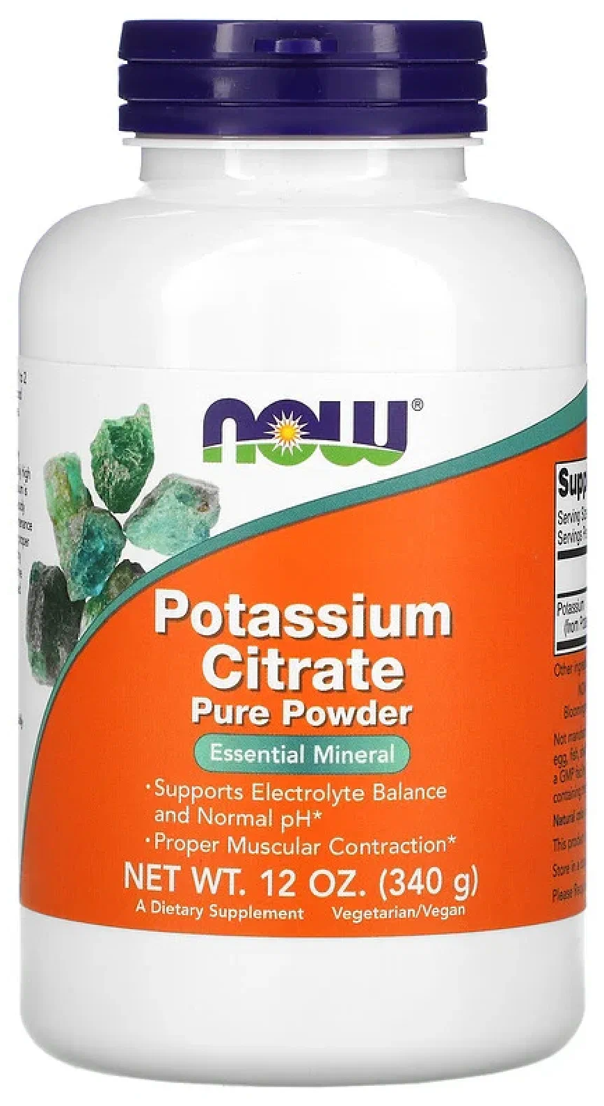 Порошок NOW Potassium Citrate, 340 г