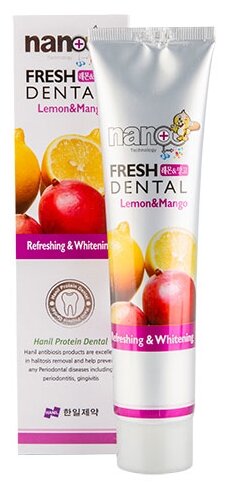 Зубная паста Hanil Fresh Dental с экстрактом лимона и манго, 160 мл, серебристый