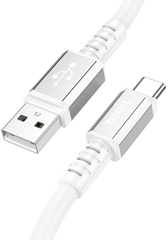 Data кабель USB HOCO X85 Type C 3A 1 метр 6mm cable diameter силиконовый белый