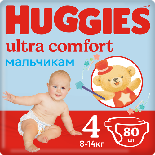 фото Huggies подгузники ultra comfort 4 для мальчиков 8-14 кг, 19 шт кимберли-кларк ооо