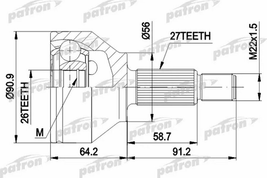 ШРУС Patron pcv1549 для Nissan Primastar; Opel Vivaro; Renault Trafic II