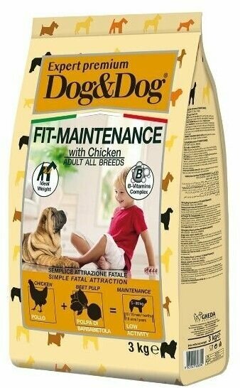 Dog&Dog Fit-Maintenance Сухой корм для взрослых собак, контроль веса, с курицей