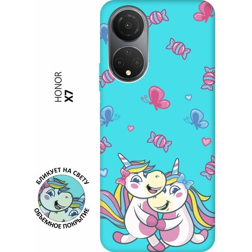 Матовый чехол Unicorns and Candies для Honor X7 / Хонор Х7 с 3D эффектом мятный матовый чехол unicorns and candies для honor x7a хонор х7а с 3d эффектом розовый