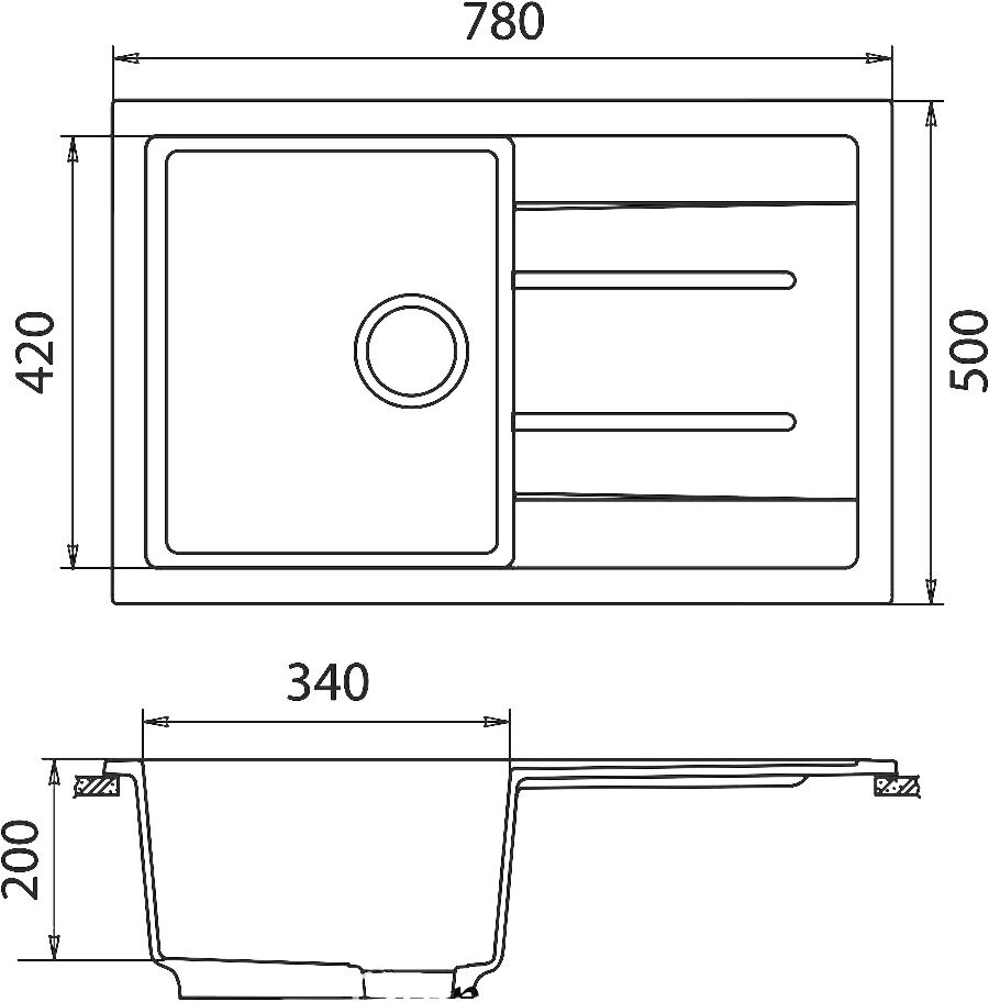 Кухонная мойка GranFest Quadro GF-Q780L песочный (302)