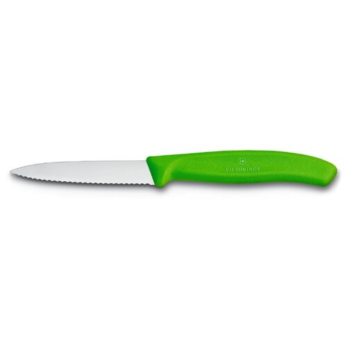 Нож для овощей Victorinox SwissClassic, лезвие 8 см с серрейторной заточкой, зелёный .