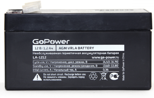 GoPower Батарея аккумуляторная GoPower LA-1212 00-00015319, 12В 1.2А*ч