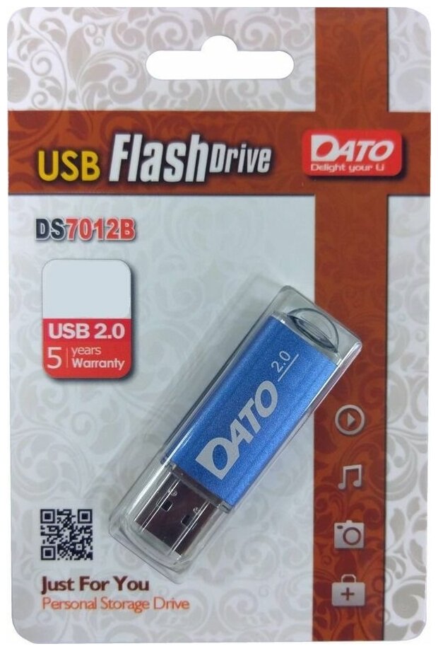 Флешка USB DATO DS7012 16ГБ, USB2.0, синий [ds7012b-16g]