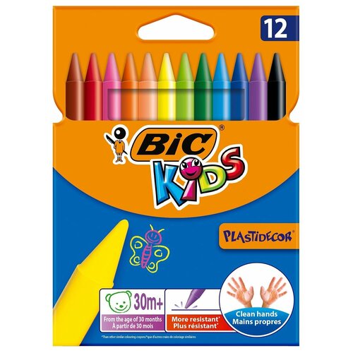 Цветные мелки BIC Plastidecor (кор. 12 цветов)