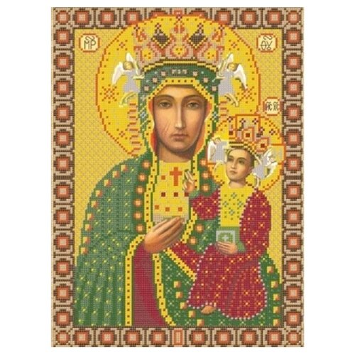 NOVA SLOBODA Богородица Ченстоховская БИС-1211, желтый/коричневый/зеленый, 36 х 26 см