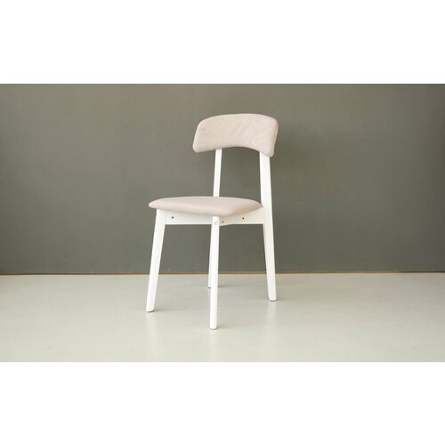 Мягкий кухонный стул бинго, серый с белыми ножками