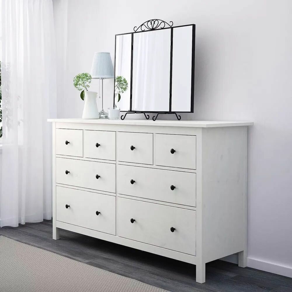 Комод Хемнэс (HEMNES), 160х96 см, 8 ящиков, массив сосны, Белый лак - фотография № 2