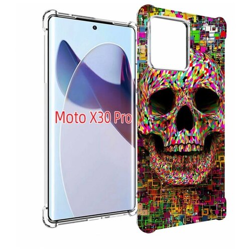 Чехол MyPads череп красочные цвета для Motorola Moto X30 Pro задняя-панель-накладка-бампер